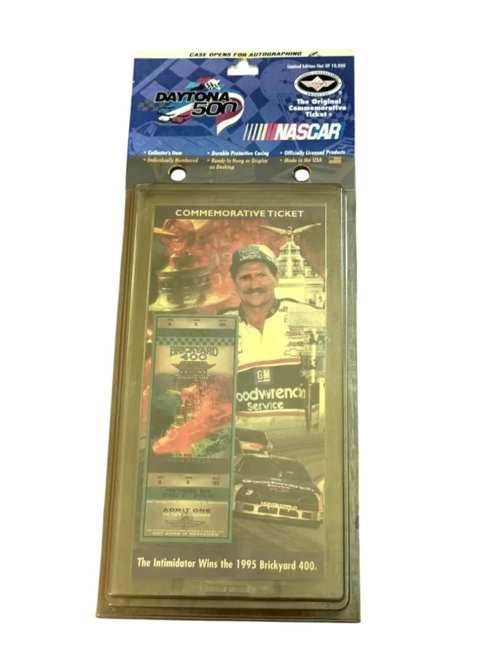 NASCAR 1995 Brickyard 400 Dale Earnhardt Commemorative Ticket Display Case